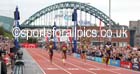 From left to right: Bianco Williams, Allyson Felix, Jodie Williams and winner Asha Philip, womens 150 metres, Great North CityGames. Photo: David T. Hewitson/Sports for All Pics